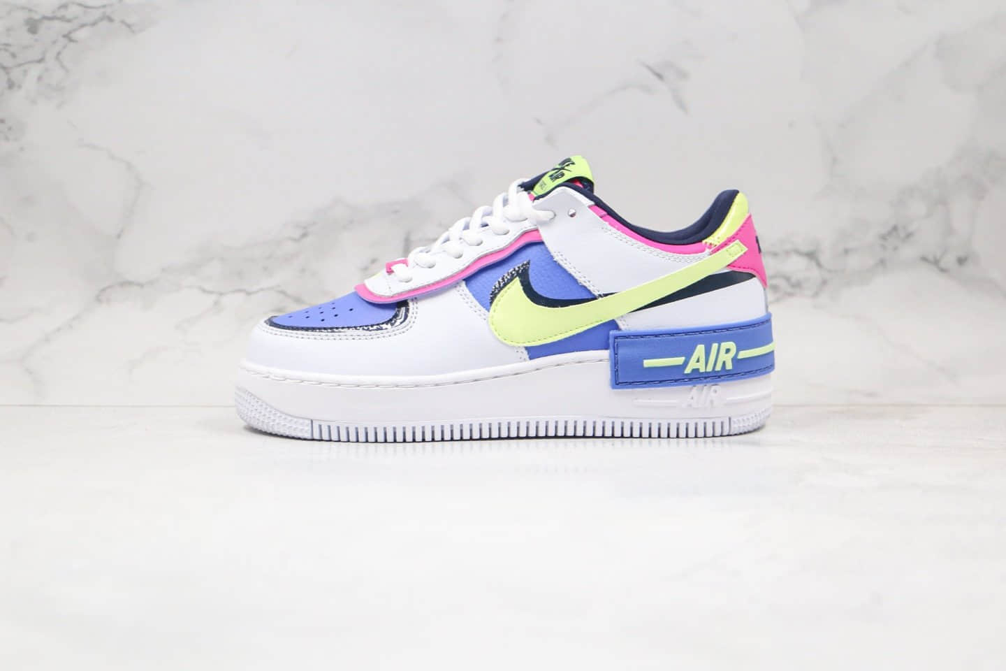 耐克Nike WMNS Air Force 1 Shadow纯原版本低帮空军一号马卡龙解构蓝粉绿色原档案数据开发 货号：CJ1641-100