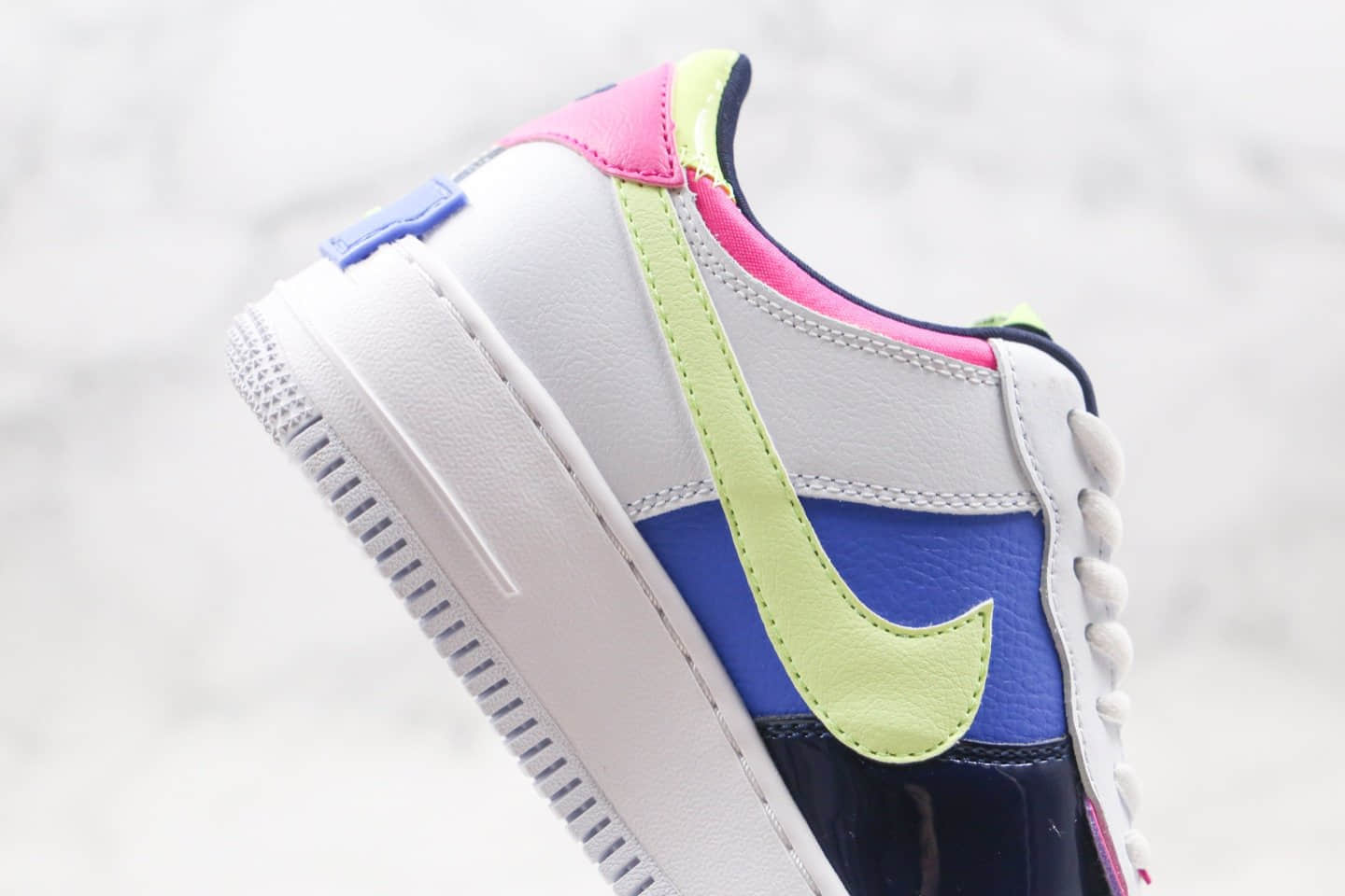 耐克Nike WMNS Air Force 1 Shadow纯原版本低帮空军一号马卡龙解构蓝粉绿色原档案数据开发 货号：CJ1641-100