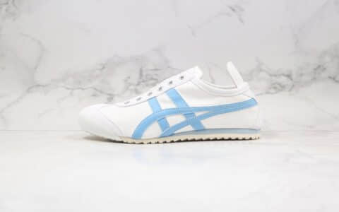 亚瑟士Asics Onitsuka tiger纯原版本鬼冢虎无鞋带帆布鞋一脚蹬白蓝色原厂四联吊牌 货号：1182A087-101