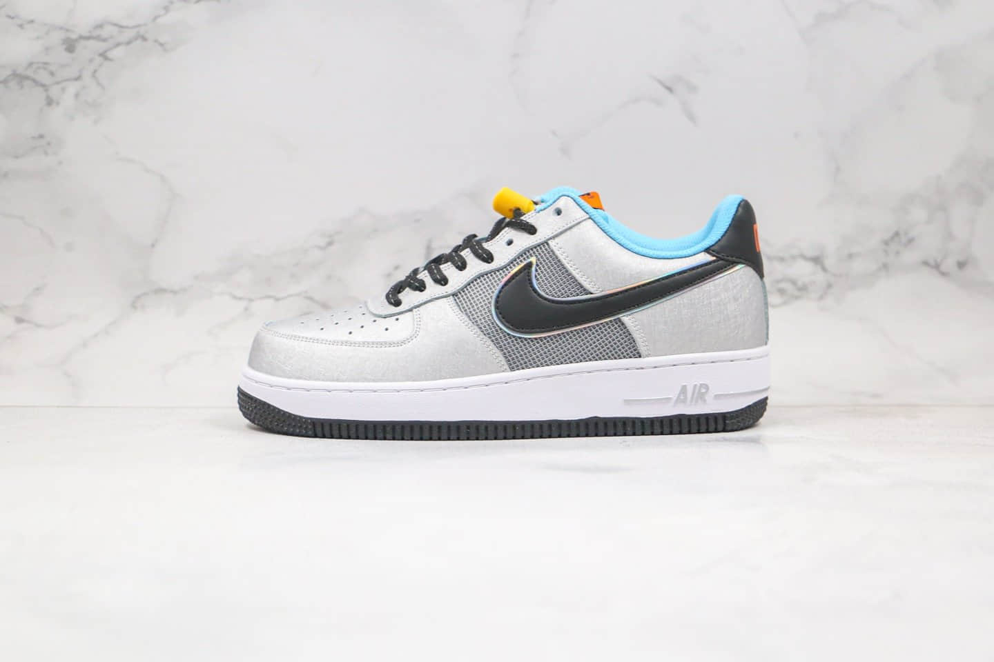 耐克Nike Air Force 1 Sky Nike纯原版本低帮空军一号银蓝色抽绳板鞋内置气垫正确鞋面材质 货号：CW6011-001