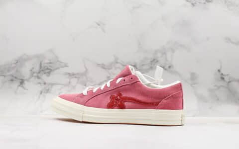 匡威Creator x Converse One Star Ox Golf Le Fleur公司级版本TTC小花联名麂皮板鞋粉色原盒蓝底 货号：160325C