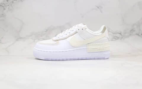 耐克Nike WMNS Air Force 1 Shadow纯原版本低帮空军一号马卡龙解构系列米白色区别市面通货版本 货号：CZ8107-100