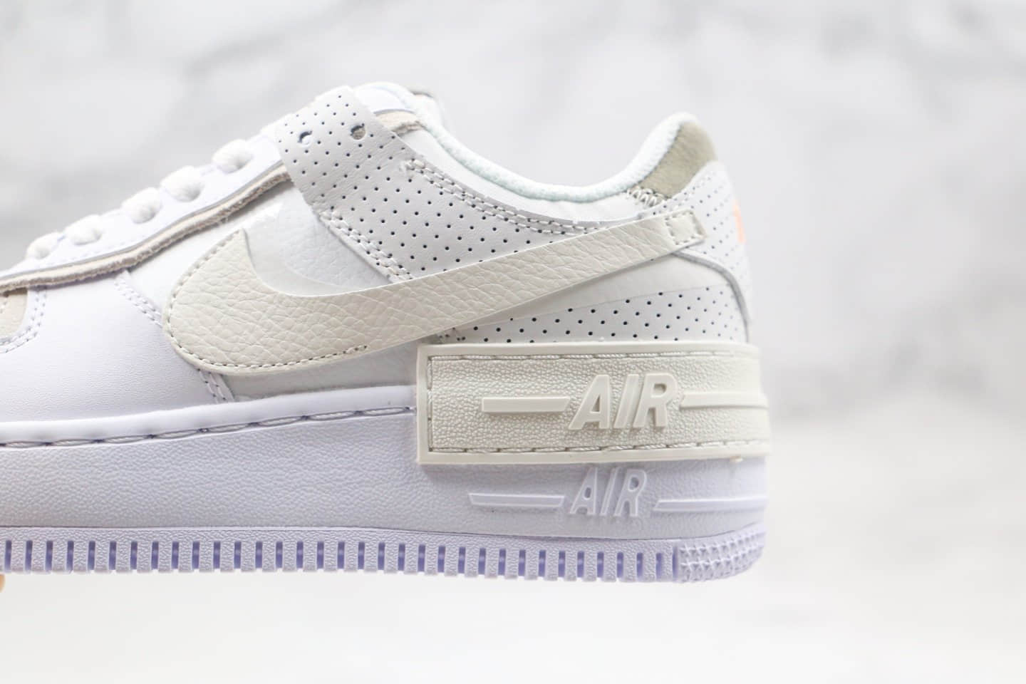 耐克Nike WMNS Air Force 1 Shadow纯原版本低帮空军一号马卡龙解构系列米白色区别市面通货版本 货号：CZ8107-100