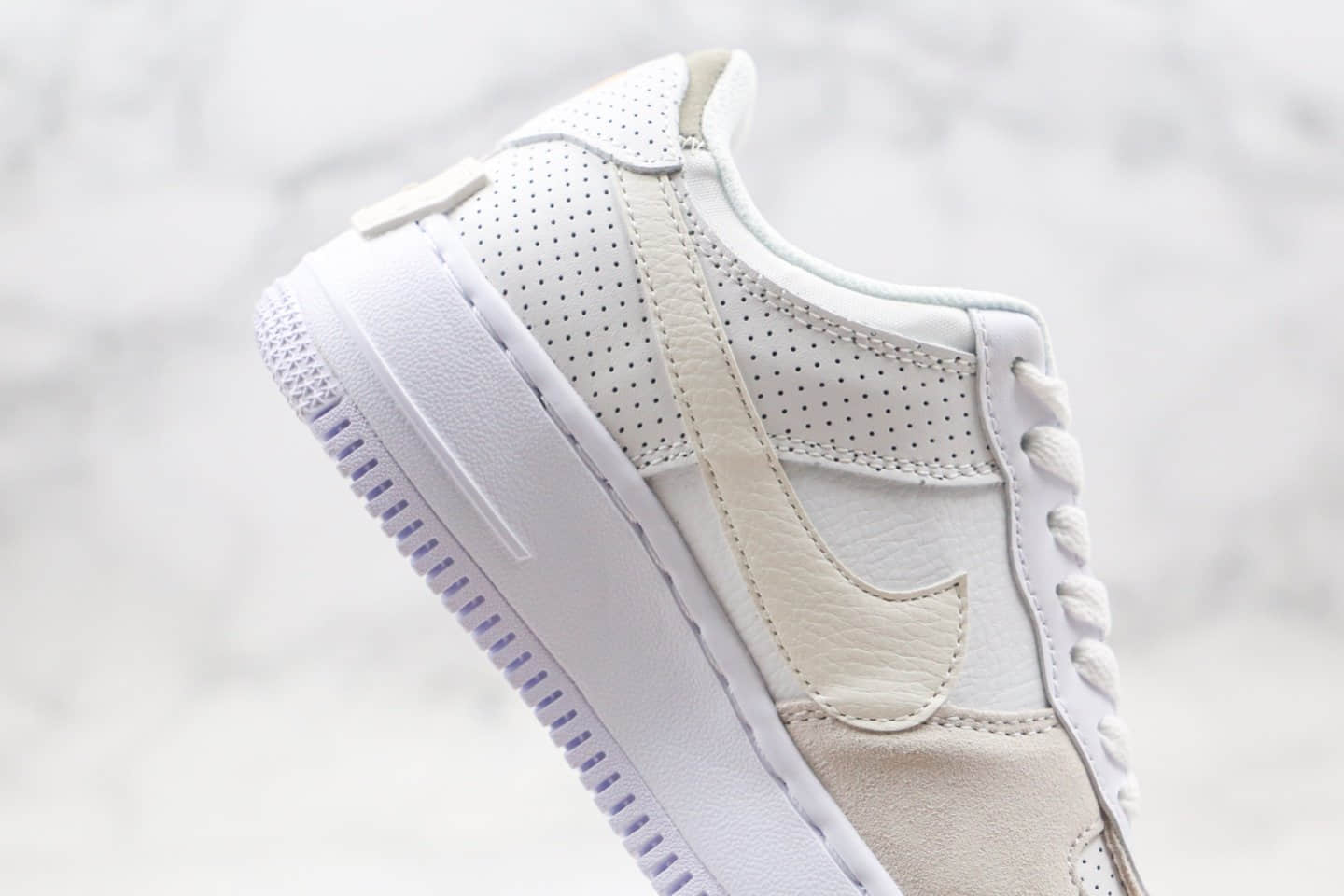 耐克Nike WMNS Air Force 1 Shadow纯原版本低帮空军一号马卡龙解构系列米白色区别市面通货版本 货号：CZ8107-100