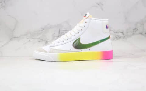 耐克NIKE BLAZER LOW The New Way纯原版本中帮开拓者炫彩白彩虹紫光灯配色板鞋原楦头纸板打造 货号：CZ8653-136