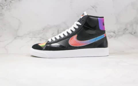 耐克NIKE BLAZER LOW The New Way纯原版本中帮开拓者黑彩虹炫彩夜光板鞋原楦头纸板打造 货号：CZ8653-036