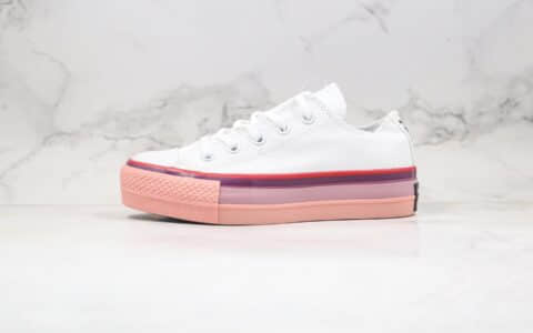 匡威Converse x opi chuck taylor all stat公司级版本指甲油OPI联名款低帮厚底松糕帆布鞋白粉色原盒原标原厂硫化大底 货号：566557C