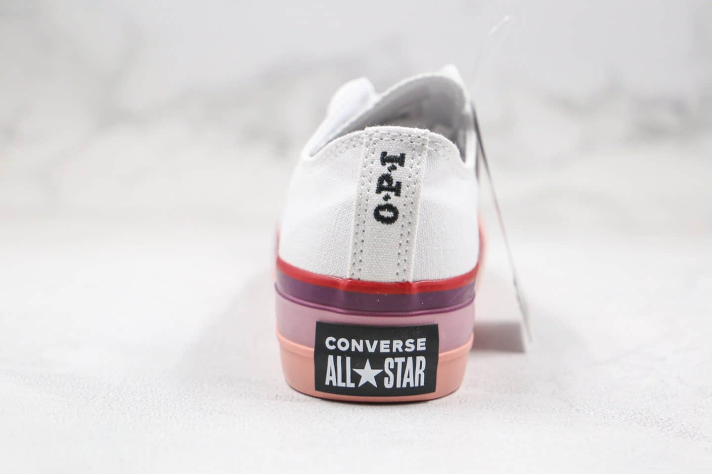 匡威Converse x opi chuck taylor all stat公司级版本指甲油OPI联名款低帮厚底松糕帆布鞋白粉色原盒原标原厂硫化大底 货号：566557C