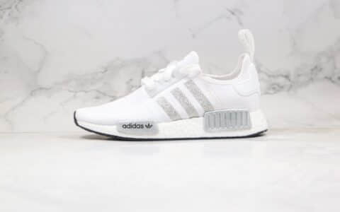 阿迪达斯Adidas NMD R1 OK W Primeknit Triple Black纯原版本爆米花NMD跑鞋细闪白银色原盒原标 货号：FY9668