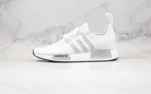 阿迪达斯Adidas NMD R1 OK W Primeknit Triple Black纯原版本爆米花NMD跑鞋细闪白银色原盒原标 货号：FY9668