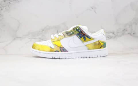 耐克Nike Dunk Low Pro SB De La Soul1纯原版本低帮SB DUNK板鞋太阳花向日葵涂鸦白黄绿色原楦头纸板打造 货号：304292-171