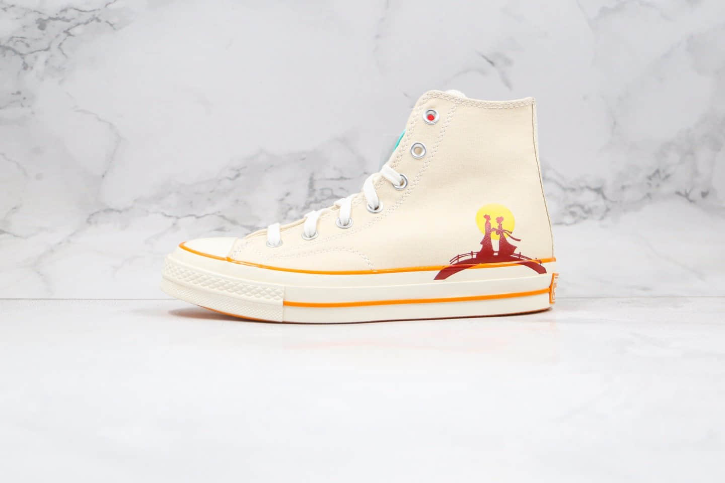 匡威Converse Chuck Taylor All Star 1970 High x Mille Bobby Brown公司级版本高帮七夕情人节限定米白橙色牛郎织女硫化帆布板鞋原档案数据开发 货号：169398C