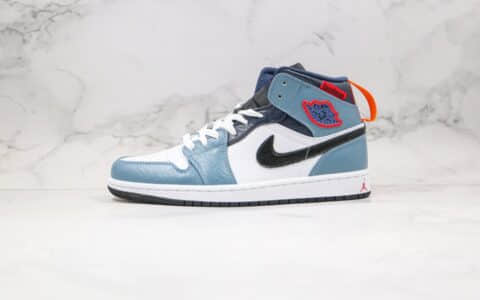 乔丹Air Jordan 1 Mid Fearless x Facetasm纯原版本联名款中帮AJ1蓝色原楦头纸板打造原盒原标 货号：CU2802-100