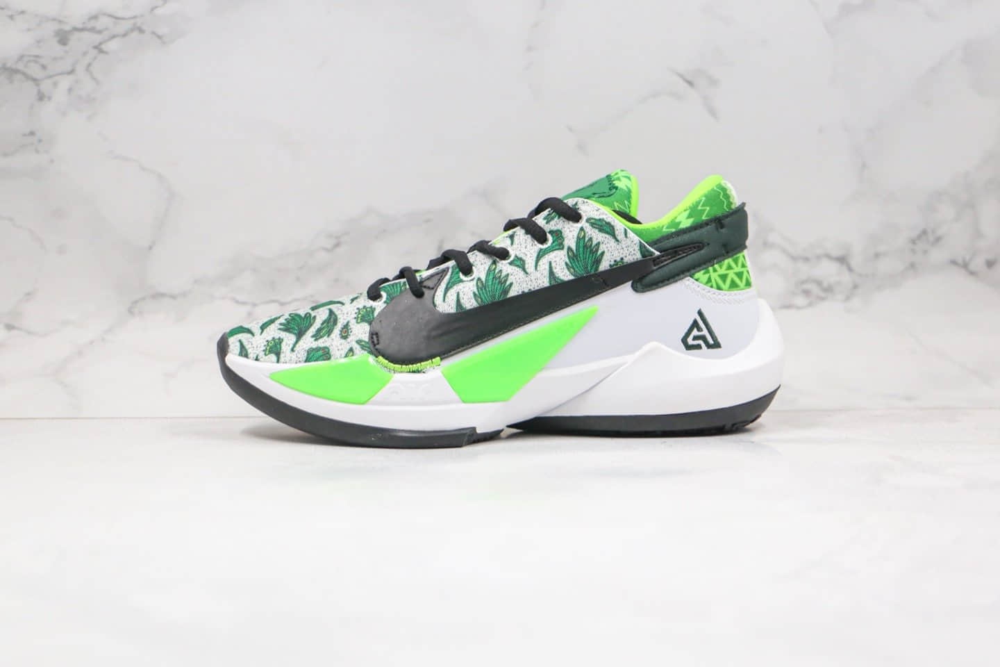 耐克Nike Zoom Freak 2纯原版本字母哥二代篮球鞋黑绿色支持实战原盒原标 货号：DA0907-002
