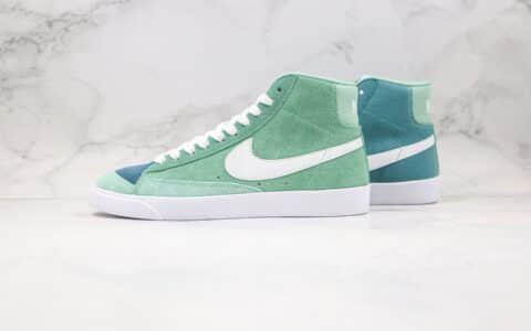 耐克Nike Blazer Mid 77 Vintage纯原版本中帮开拓者蒂芙尼蓝绿色鸳鸯板鞋正确鞋面材质 货号：CZ4609-300