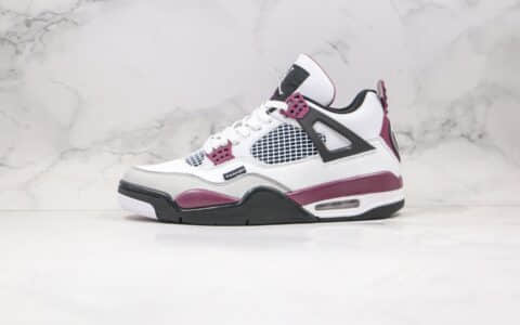 乔丹Air Jordan 4 x PSG巴黎圣日尔曼联名款纯原版本AJ4大巴黎白紫红色原盒原标 货号：CZ5624-100