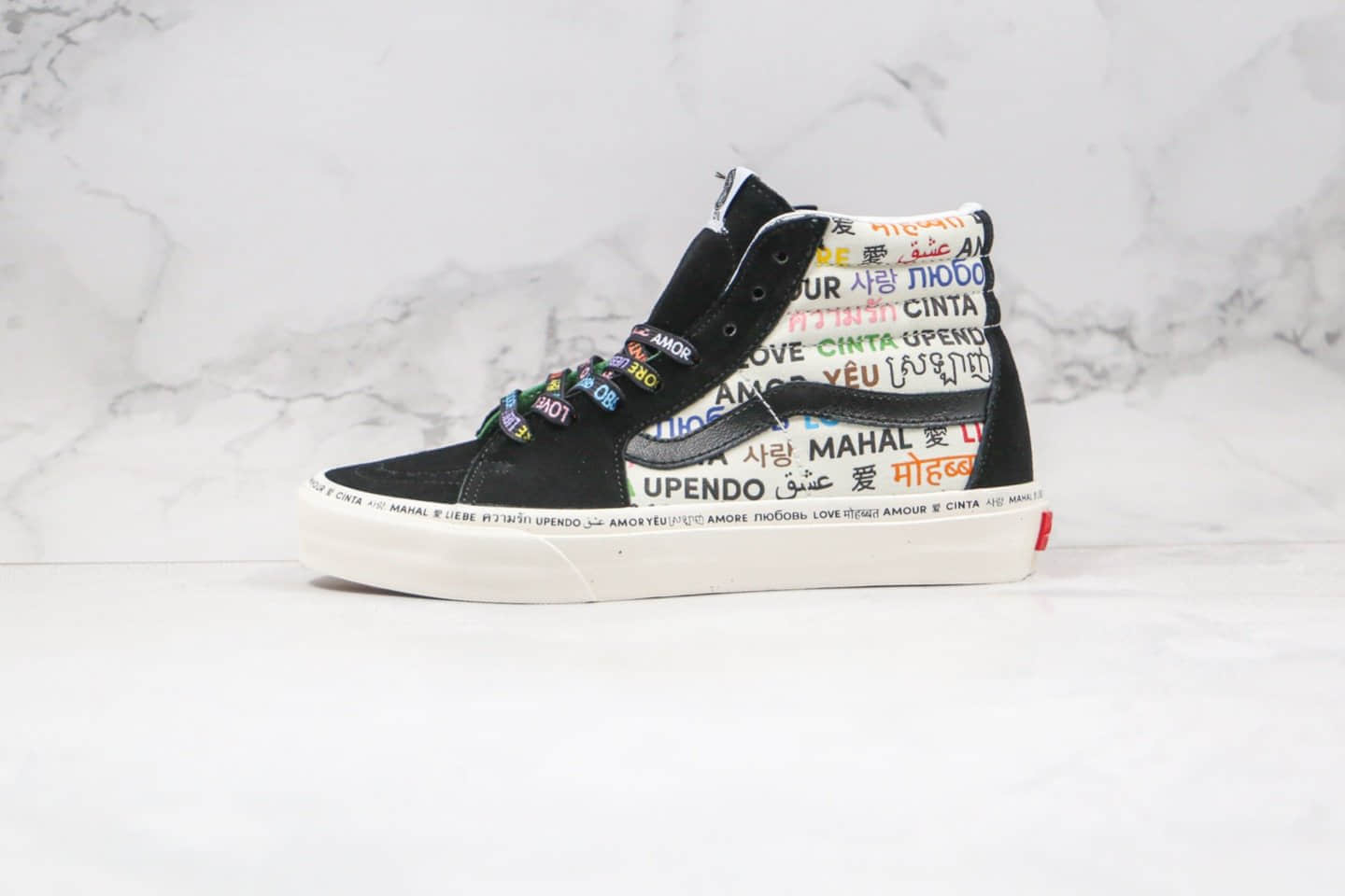 万斯Vans Vault Sk8-Hi Love公司级版本高帮情人节限定字母印花涂鸦骄傲月硫化板鞋原档案数据开发 货号：VN0A4CS5W43