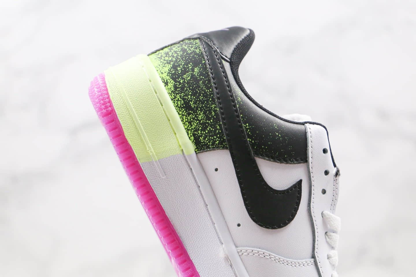 耐克Nike Air Force AF1 Splatter纯原版本低帮空军一号泼墨白黑绿紫色板鞋内置全掌Sole气垫 货号：CZ8097-100