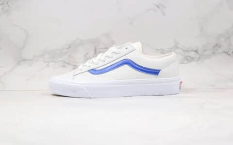 万斯Vans Vans Vault公司级版本低帮皮面权志龙同款硫化板鞋白蓝条原厂硫化大原盒原标