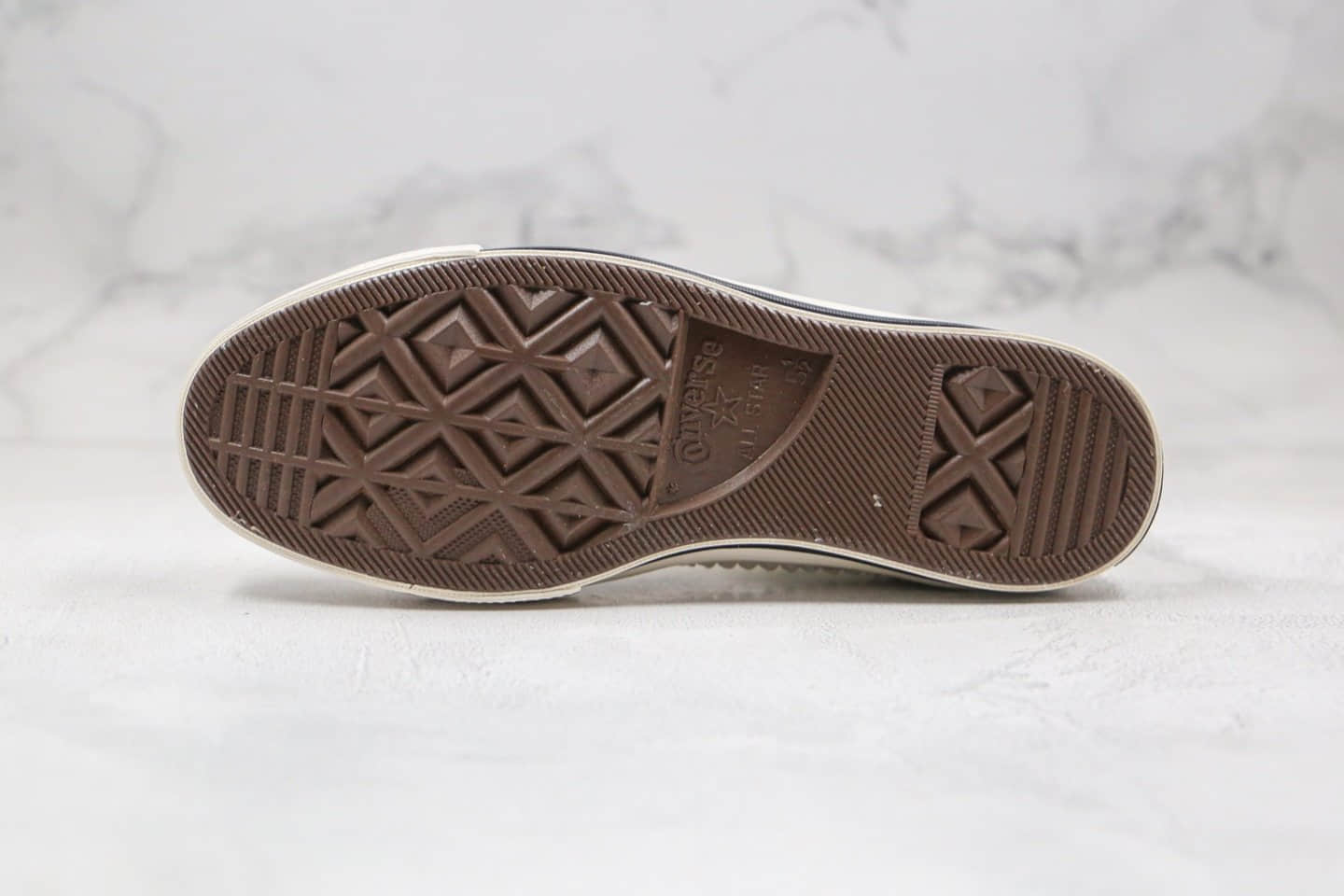 匡威Converse Chunk 1970s公司级版本高帮奶白色布绒拼接硫化帆布鞋正确双围条硫化蓝底 货号：167139C