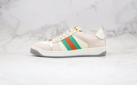 古驰Gucci Distressed Screener Sneaker纯原版本余文乐同款复古做旧老爹鞋原档案数据开发正确鞋面材质细节