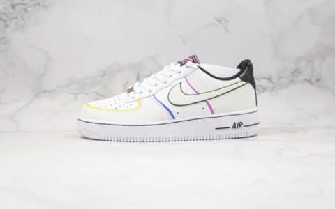 耐克Nike Air Force 1 Low Day of the Dead纯原版本低帮空军一号亡灵节白彩虹色3M反光板鞋内置全掌Sole气垫 货号：CT1138-100