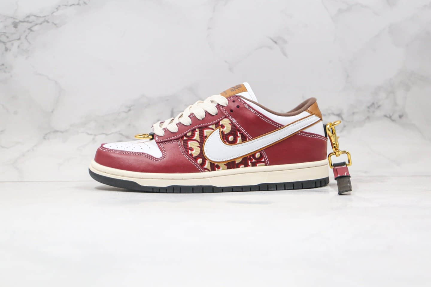 耐克Nike Dunk Low Pro 2020 x Dior迪奥联名款纯原版本低帮白酒红色板鞋原档案数据开发原盒原标 货号：BQ6817-001