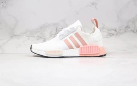 阿迪达斯Adidas NMD R1 OK W Primeknit Triple Black纯原版本爆米花跑鞋NMD白粉色原盒原标 货号：FV2475