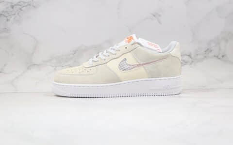 耐克Nike Air Force 1 LV8 1 Fresh纯原版本低帮空军一号米白色编织格子钩板鞋内置全掌气垫 货号：CJ1647-001