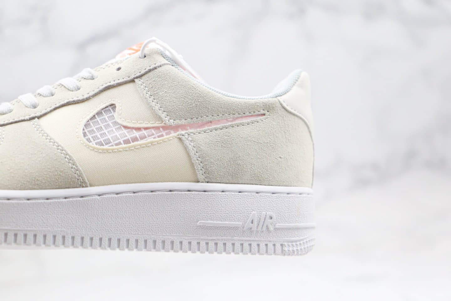 耐克Nike Air Force 1 LV8 1 Fresh纯原版本低帮空军一号米白色编织格子钩板鞋内置全掌气垫 货号：CJ1647-001