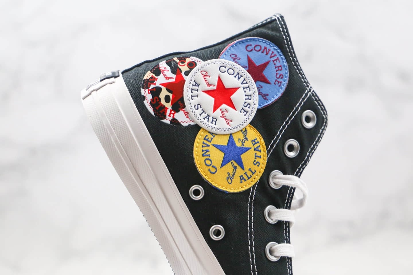 匡威Converse Chuck 1970s公司级版本高帮四标LOGO印花涂鸦拼色帆布鞋原鞋开模一比一打造 货号：166736C