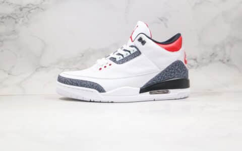 乔丹Air Jordan 3 SE DNM Fire Red纯原版本牛仔拼接白黑红色拼色AJ3篮球鞋原盒原标 货号：CZ6431-100