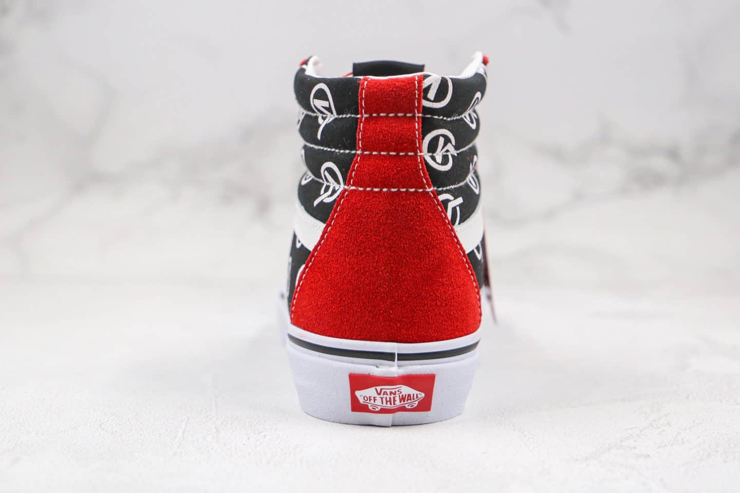 万斯Vans SK8-Mid Circle V Logo公司级版本高帮日系V字黑红色LOGO印花帆布鞋原鞋开模一比一打造