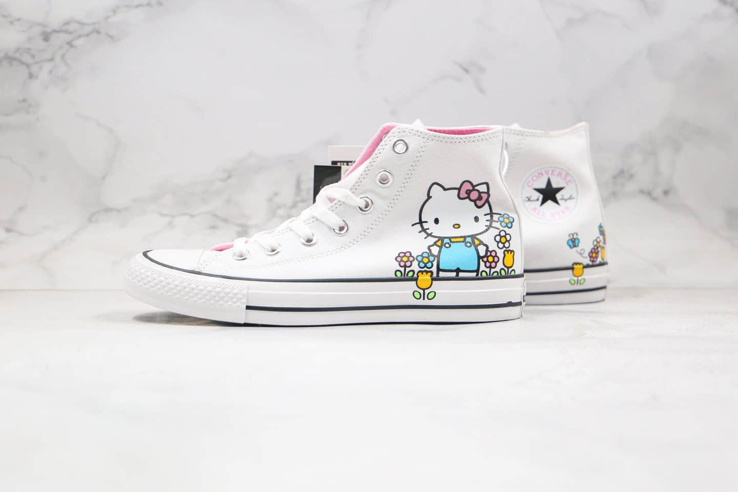 匡威Converse x Hello Kitty联名款公司级版本高帮kitty猫2.0帆布鞋原盒原标原楦头纸板打造 货号：164629F