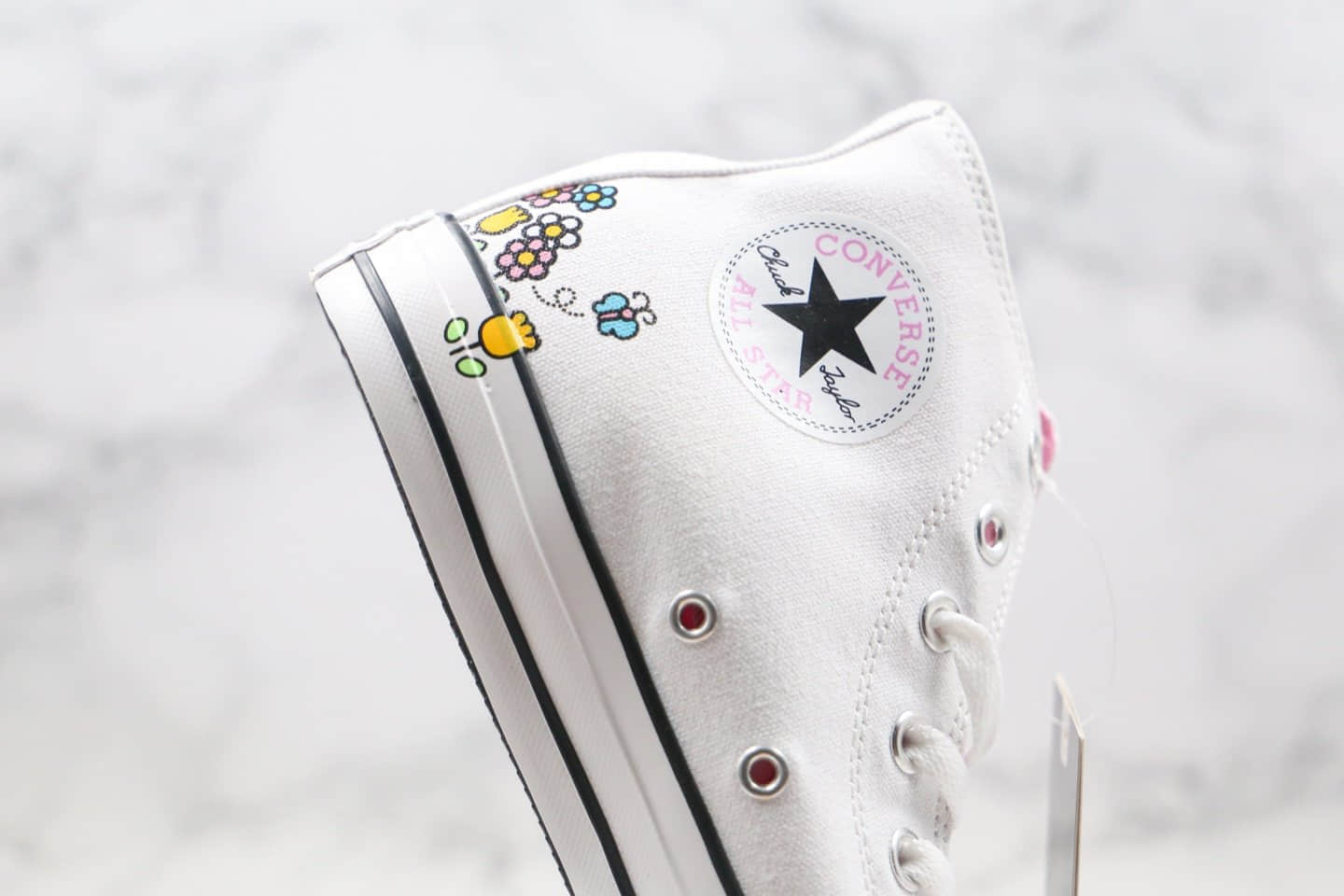 匡威Converse x Hello Kitty联名款公司级版本高帮kitty猫2.0帆布鞋原盒原标原楦头纸板打造 货号：164629F