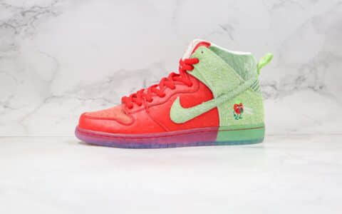 耐克Nike SB Dunk high“strawberry cough纯原版本高帮SB DUNK咳嗽草莓红绿色板鞋内置气垫原盒原标 货号：CW7093-600