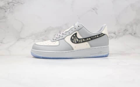 耐克Dior x Nike Air Force 1 '07 LV8迪奥联名款纯原版本低帮空军一号白灰色板鞋原厂蓝色鞋盒 货号：3SN258ZDD