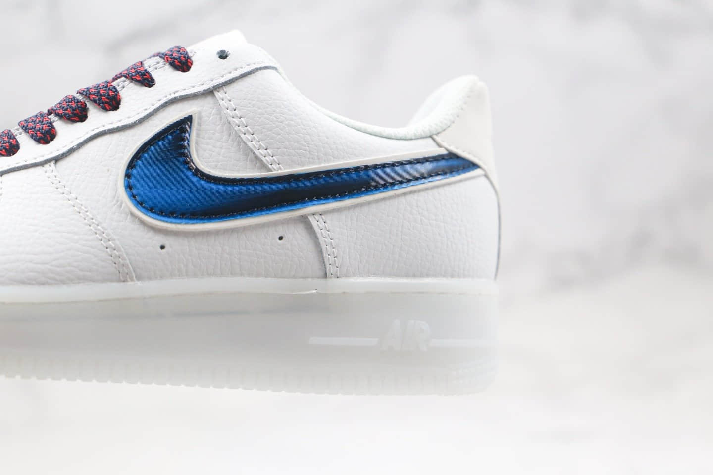 耐克Nike Air Force 1纯原版本空军一号低帮果冻底板鞋白黑蓝色内置气垫 货号：AH0287-208