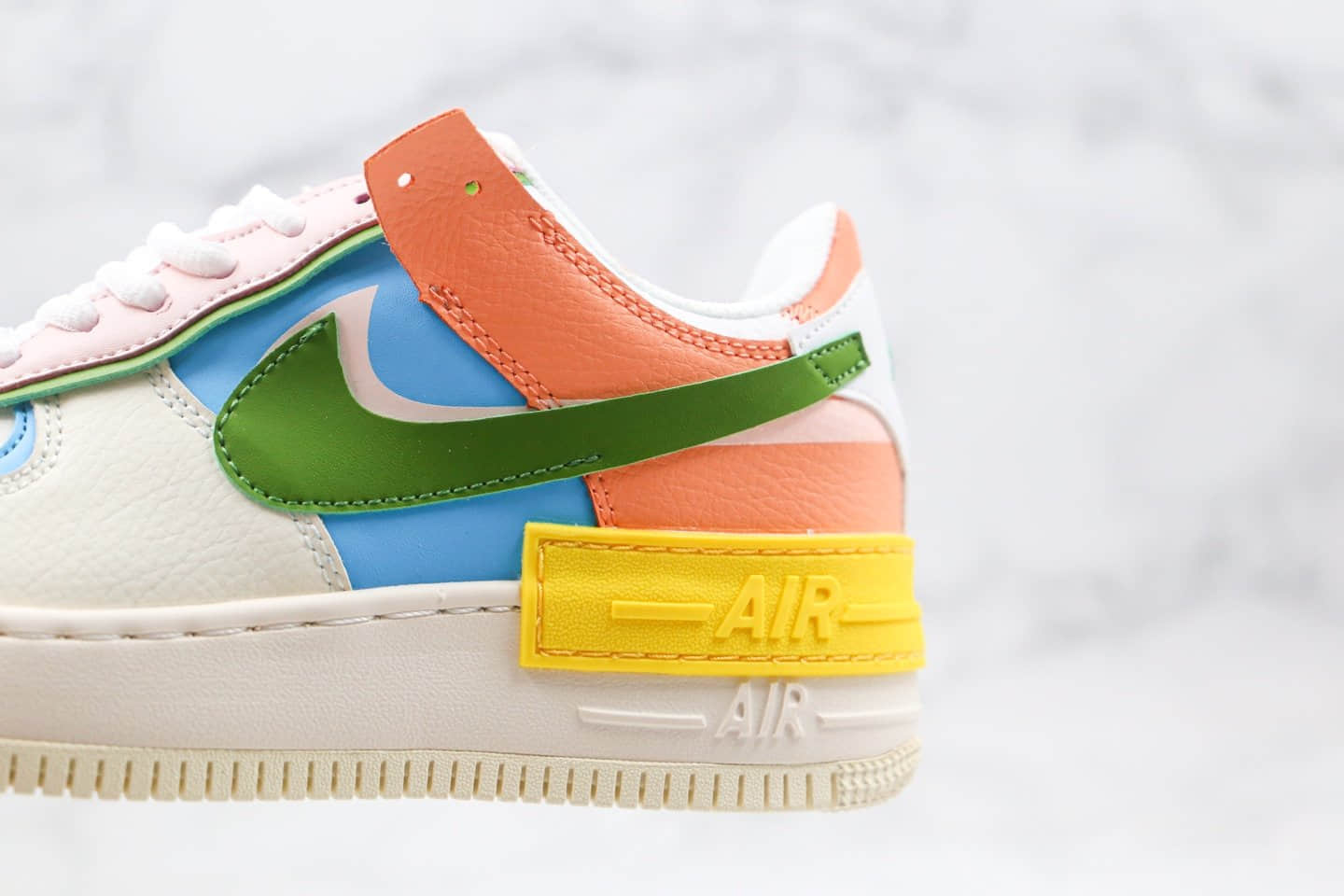 耐克Nike Air Force 1 Shadow公司级版本空军一号解构轻量增高板鞋拼接马卡龙原指版楦型开发 货号：CW2630-101