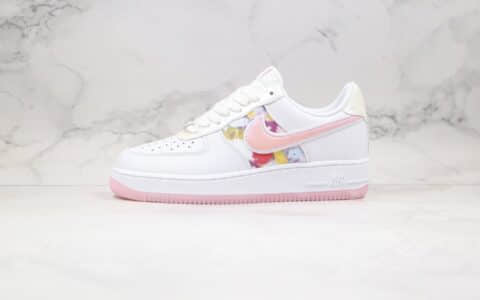 耐克Nike Air Force 1纯原版本低帮空军一号白粉花卉配色板鞋内置全掌Sole气垫原盒原标 货号：CN8535-100