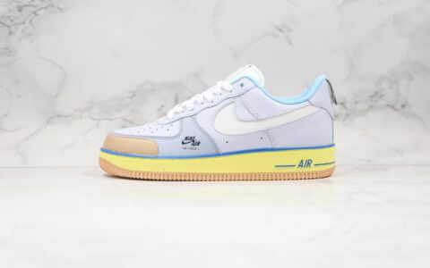 耐克Nike Air Force 1 Premium Blue pot cookies纯原版本低帮空军一号蓝罐曲奇蓝紫黄色板鞋内置气垫 货号：CV3039-102