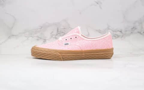 万斯VANS AUTHENTIC公司级版本安纳海姆璀璨星光细闪亮片系列粉色生胶底硫化板鞋原盒原标 货号：VN0A38EMVK1