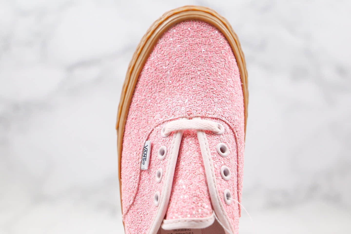 万斯VANS AUTHENTIC公司级版本安纳海姆璀璨星光细闪亮片系列粉色生胶底硫化板鞋原盒原标 货号：VN0A38EMVK1