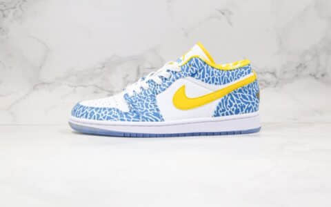 乔丹Air Jordan 1纯原版本低帮AJ1爆裂纹白蓝黄色篮球鞋内置气垫原盒原标 货号：309192-172