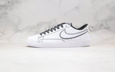 耐克Nike Blazer Low纯原版本低帮开拓者皮面3M反光白黑色原楦头纸板打造 货号：454471-810