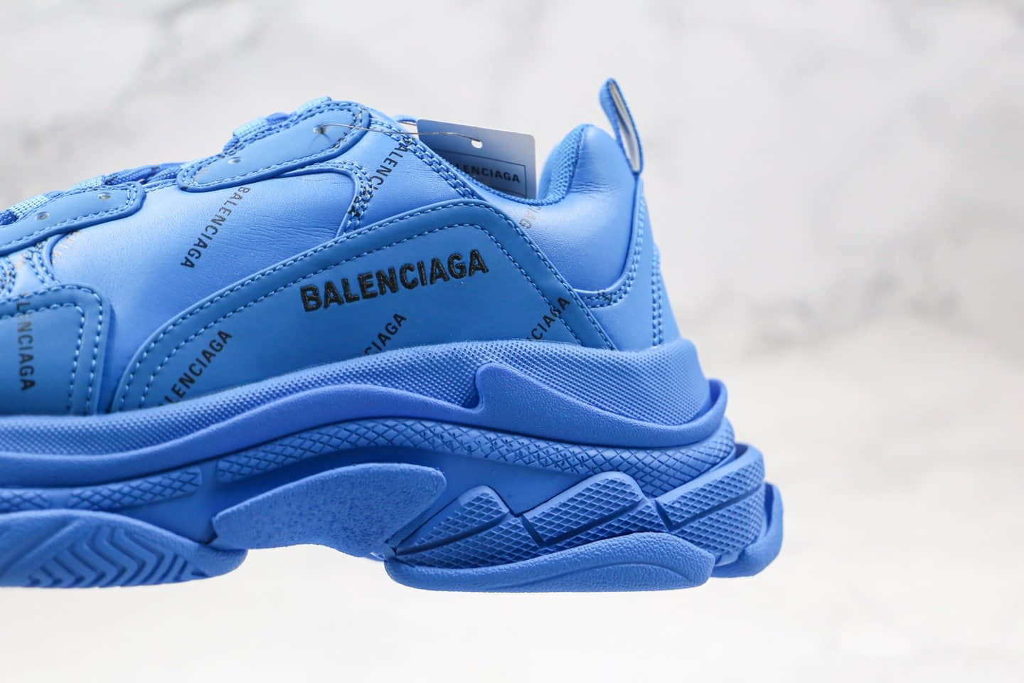 巴黎世家Balenciaga Triple S纯原版本初代复古老爹鞋蓝色字母弹幕原盒配件齐全原档案数据开发