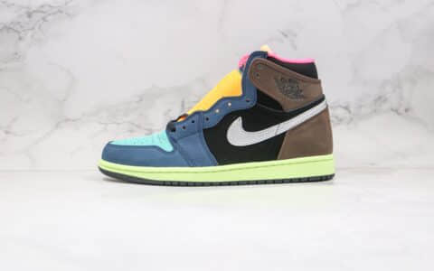 乔丹Air Jordan 1 High OG Bio Hack纯原版本高帮AJ1蓝棕银色拼接撞色正确后跟定型 货号：555088-201