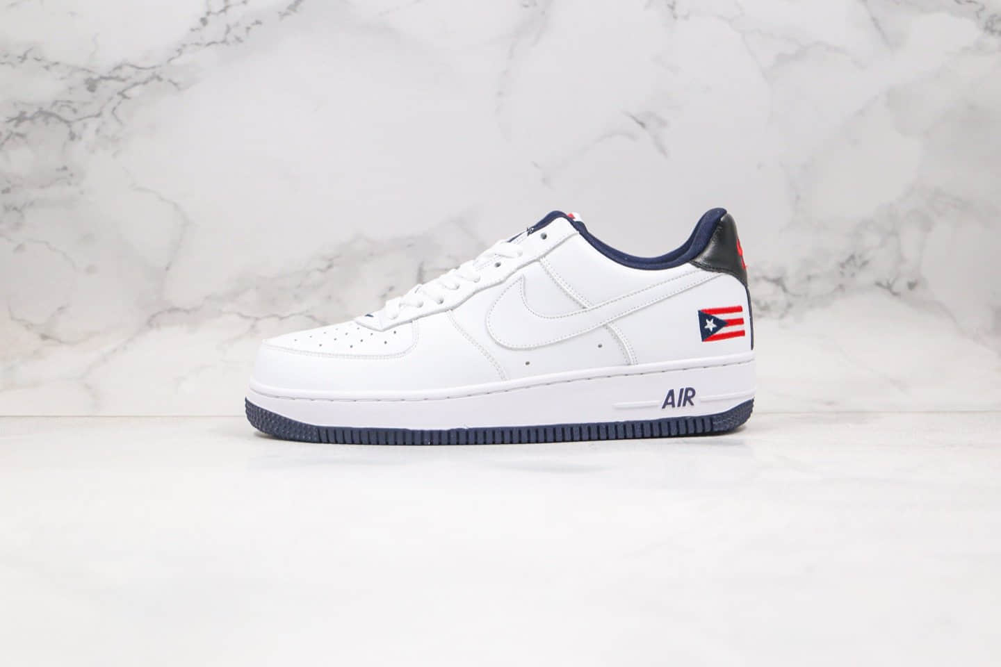 耐克Nike Air Force 1 LoW Puerto Rico纯原版本低帮空军一号波多黎各国旗白黑色板鞋内置气垫 货号：CJ1386-100