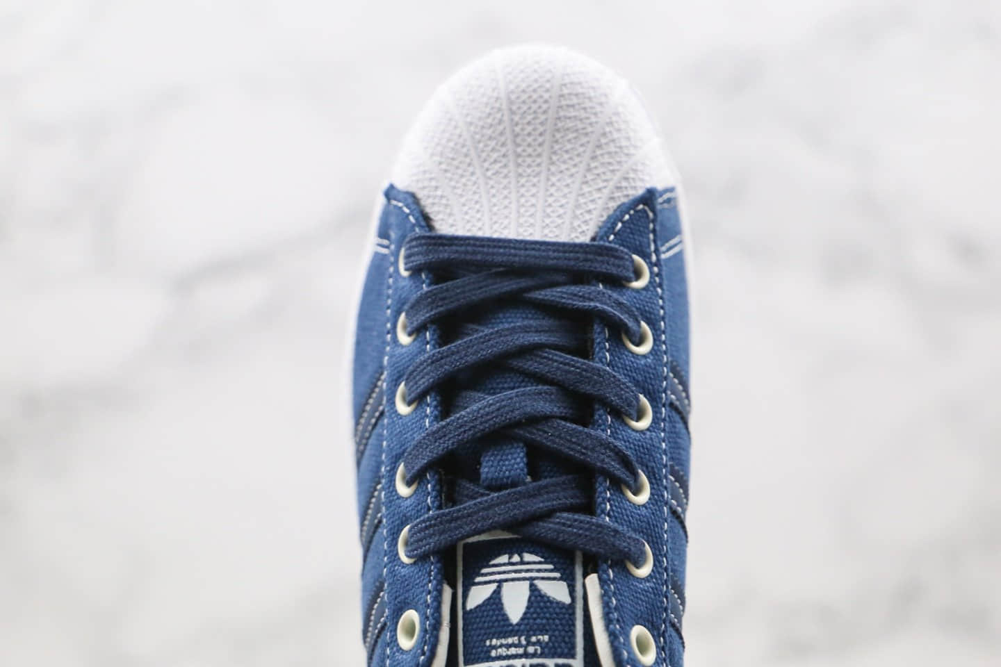 阿迪达斯Adidas Originals Superstar Superstar纯原版本三叶草贝壳头藏蓝色帆布板鞋原鞋开模一比一打造 货号：FW2652