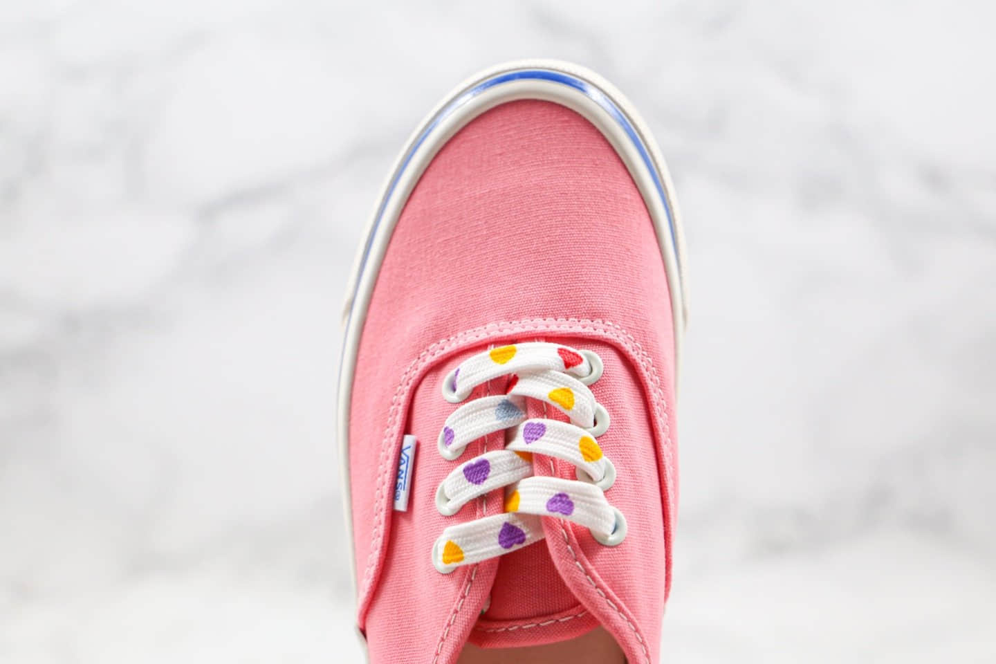 万斯Vans AUTHENTIC公司级版本低帮安娜海姆硫化板鞋爱心鞋带粉色印花原档案数据开发